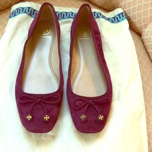 Burgundy Tory Burch Flats